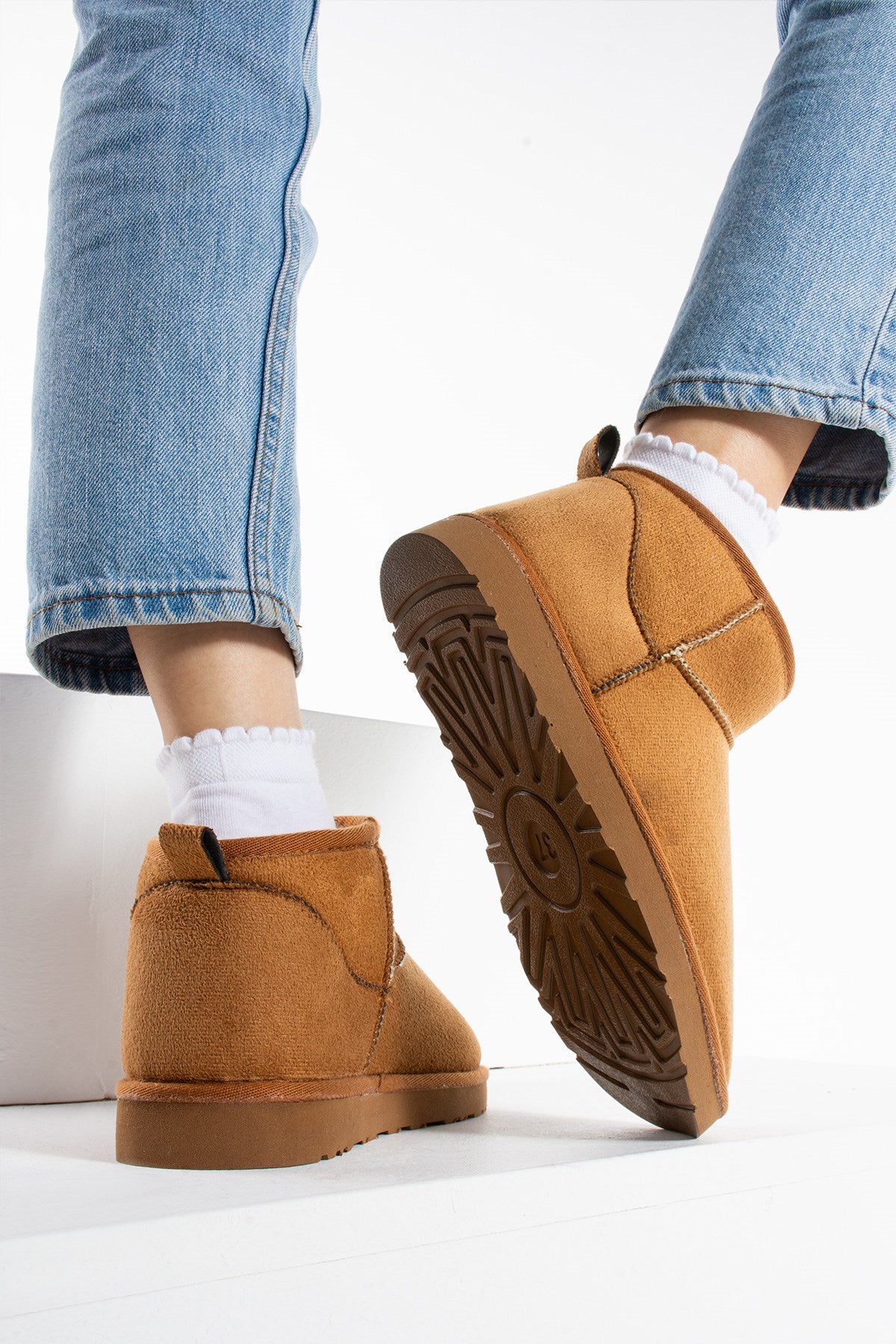 Liana Taba Süet İnce Tabanlı İçi Kürklü Kadın Bot