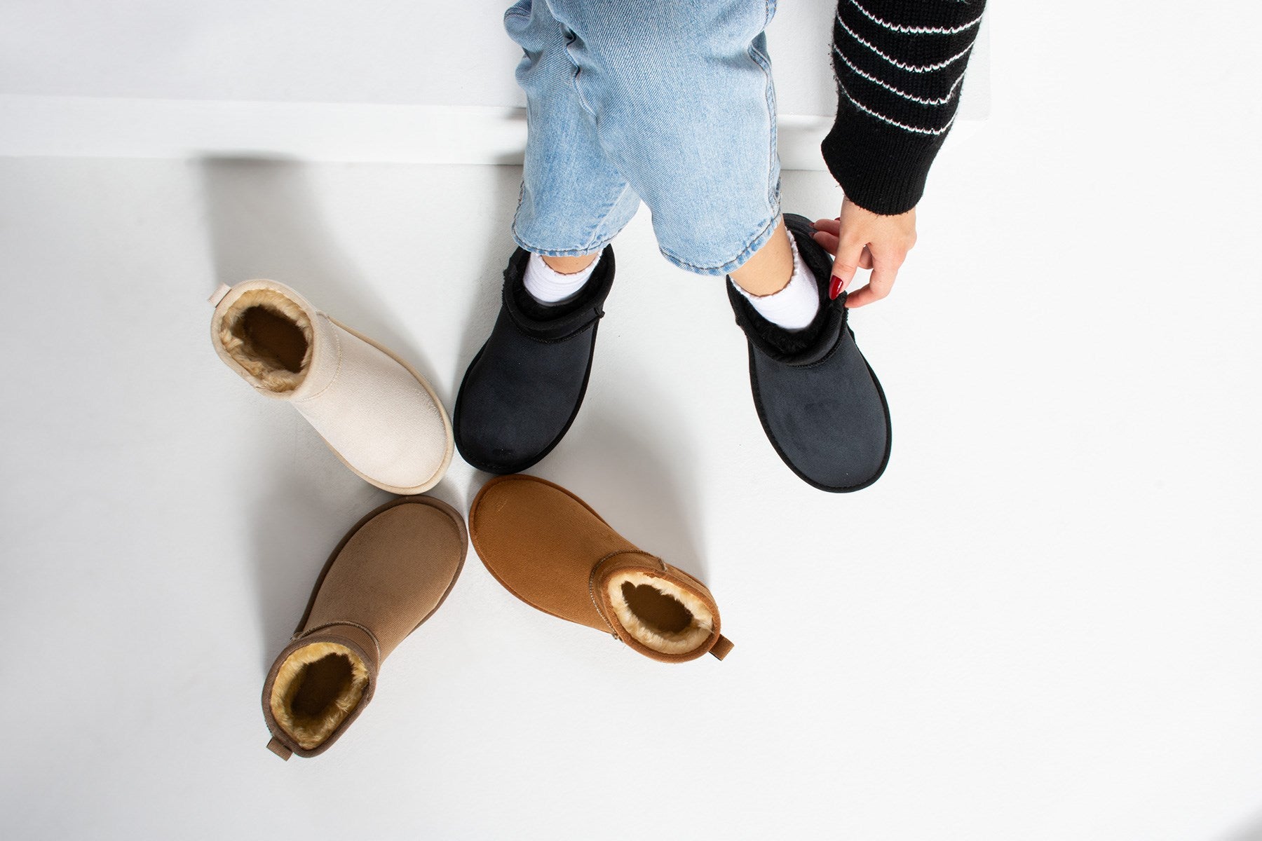 Liana Taba Süet İnce Tabanlı İçi Kürklü Kadın Bot