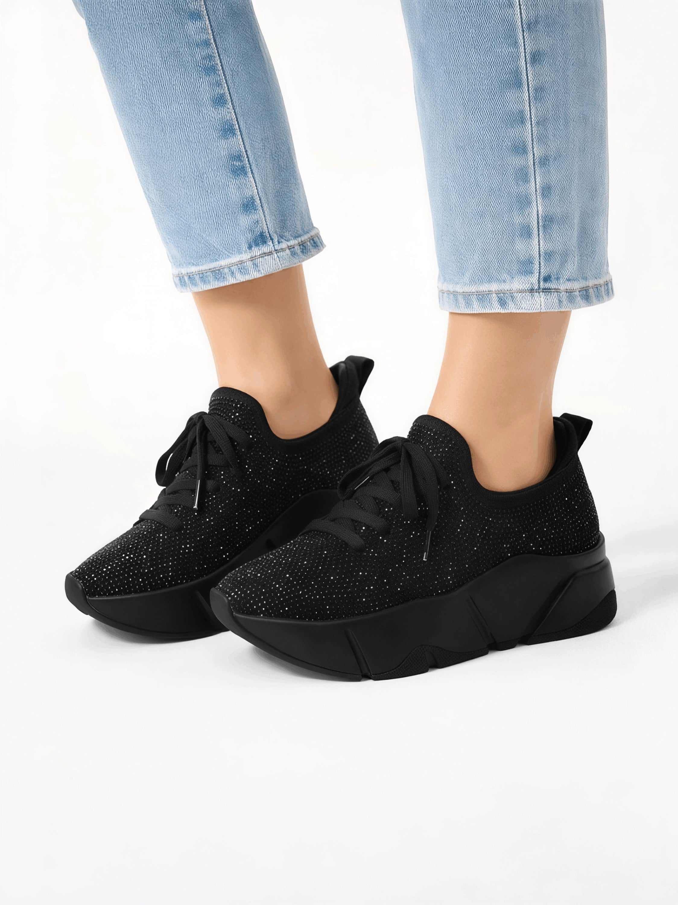 Noag Siyah Streç Kadın Spor Ayakkabı