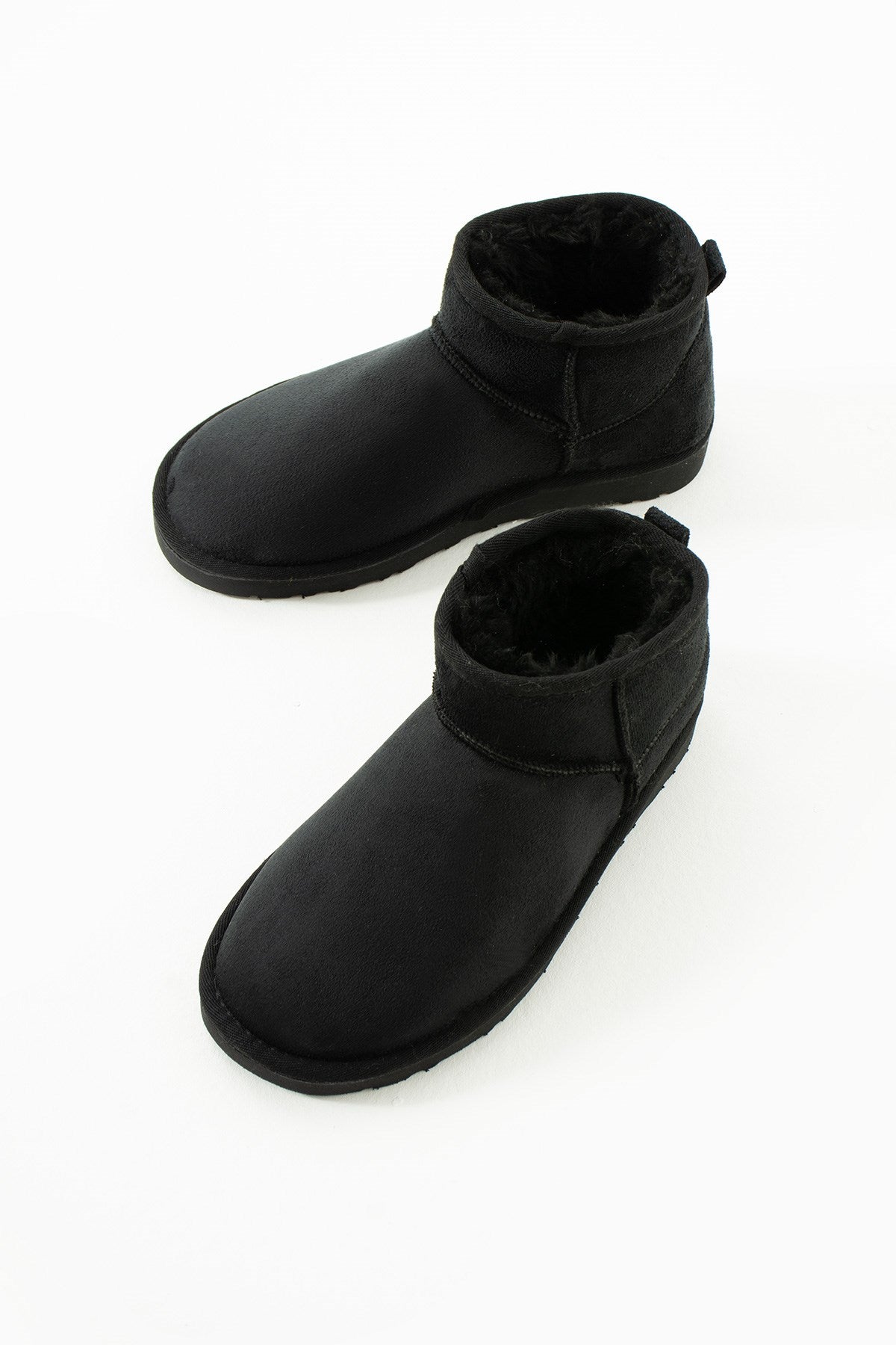 Liana Siyah Süet İnce Tabanlı İçi Kürklü Kadın Bot