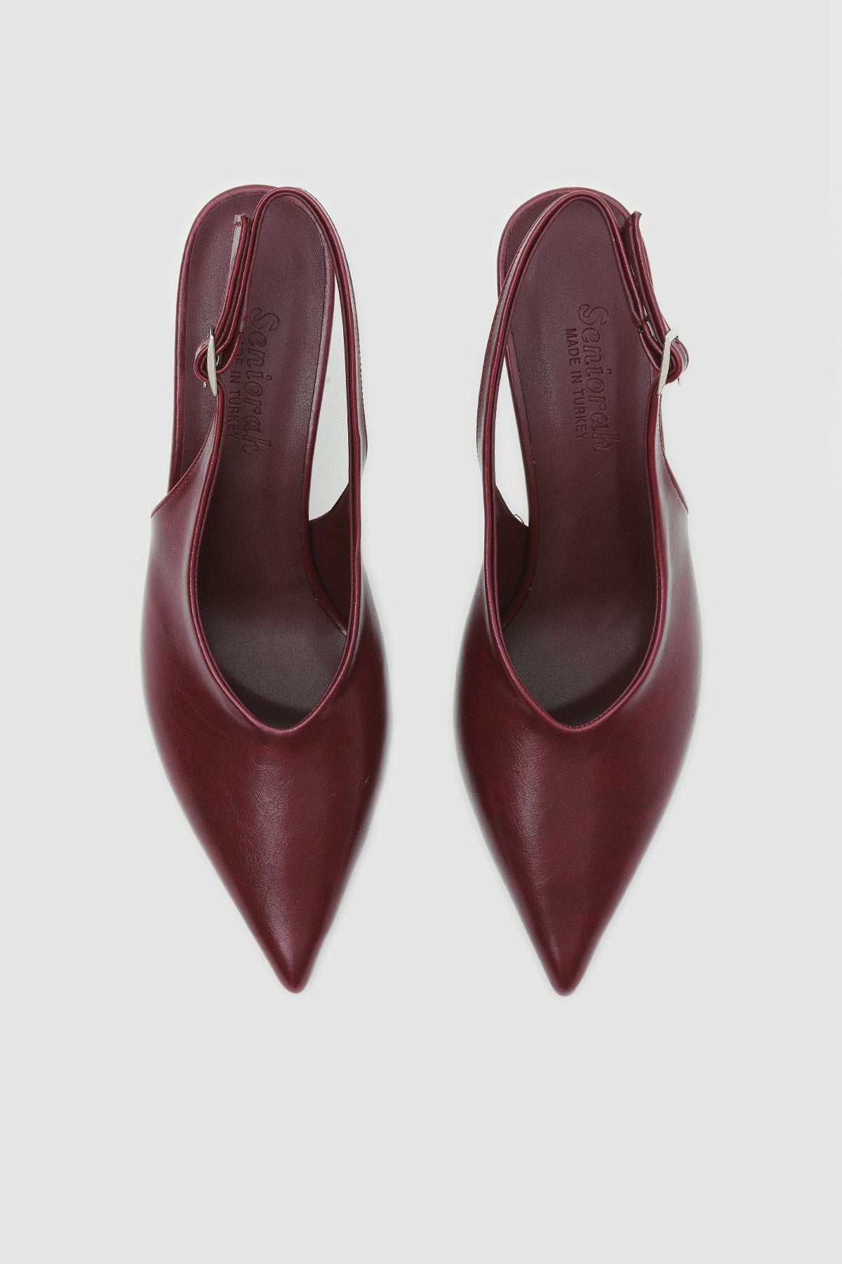 Vexta Bordo Cilt Sivri Burun Arkası Açık Kadın Topuklu Ayakkabı