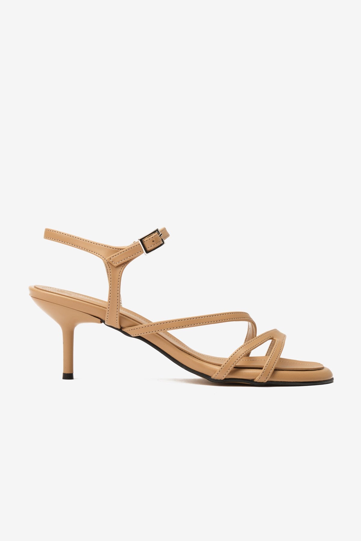 Nerissa  Bej Cilt İnce Bantlı Kadın Topuklu Ayakkabı