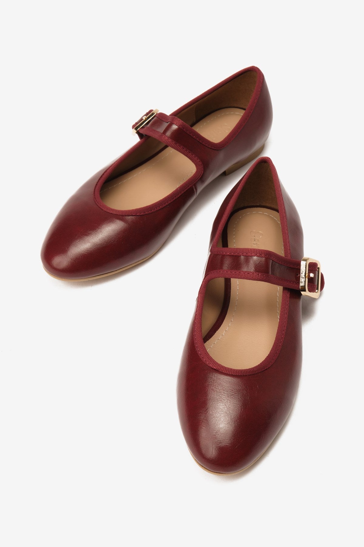 Mist Bordo Cilt Toka Detaylı Kalın Bantlı Kadın Babet