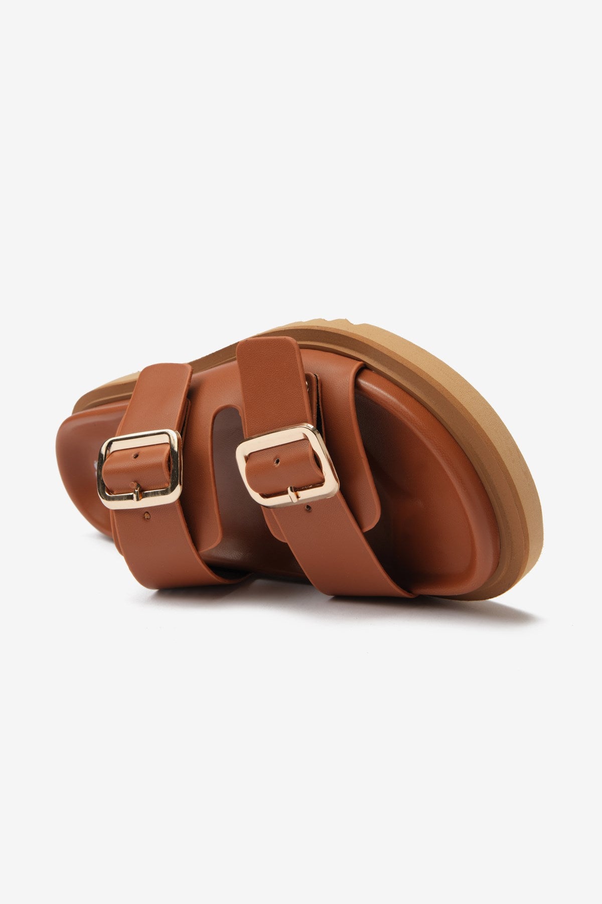 Duo Taba Cilt Çift Kalın Bantlı Kadın Terlik