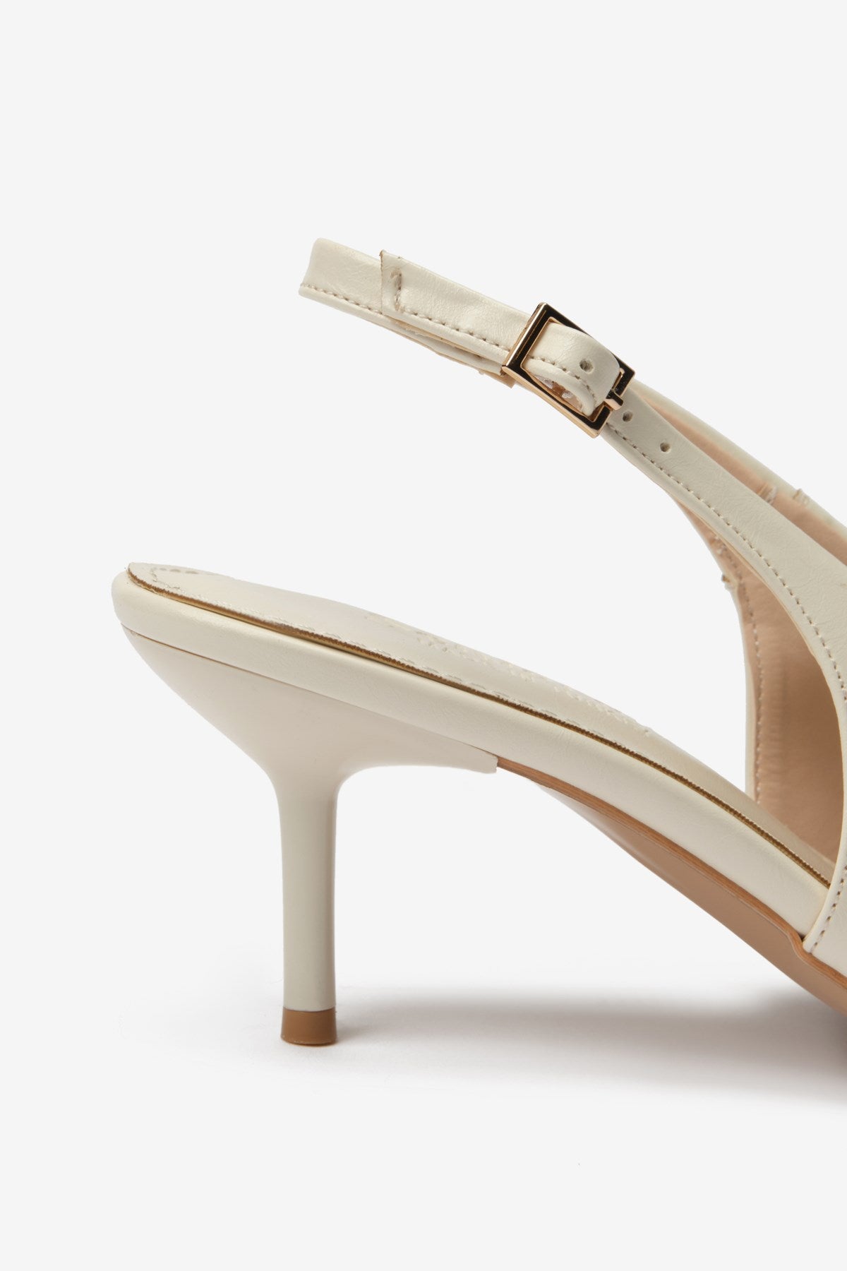 Vexta Krem Cilt Sivri Burun Arkası Açık Kadın Topuklu Ayakkabı