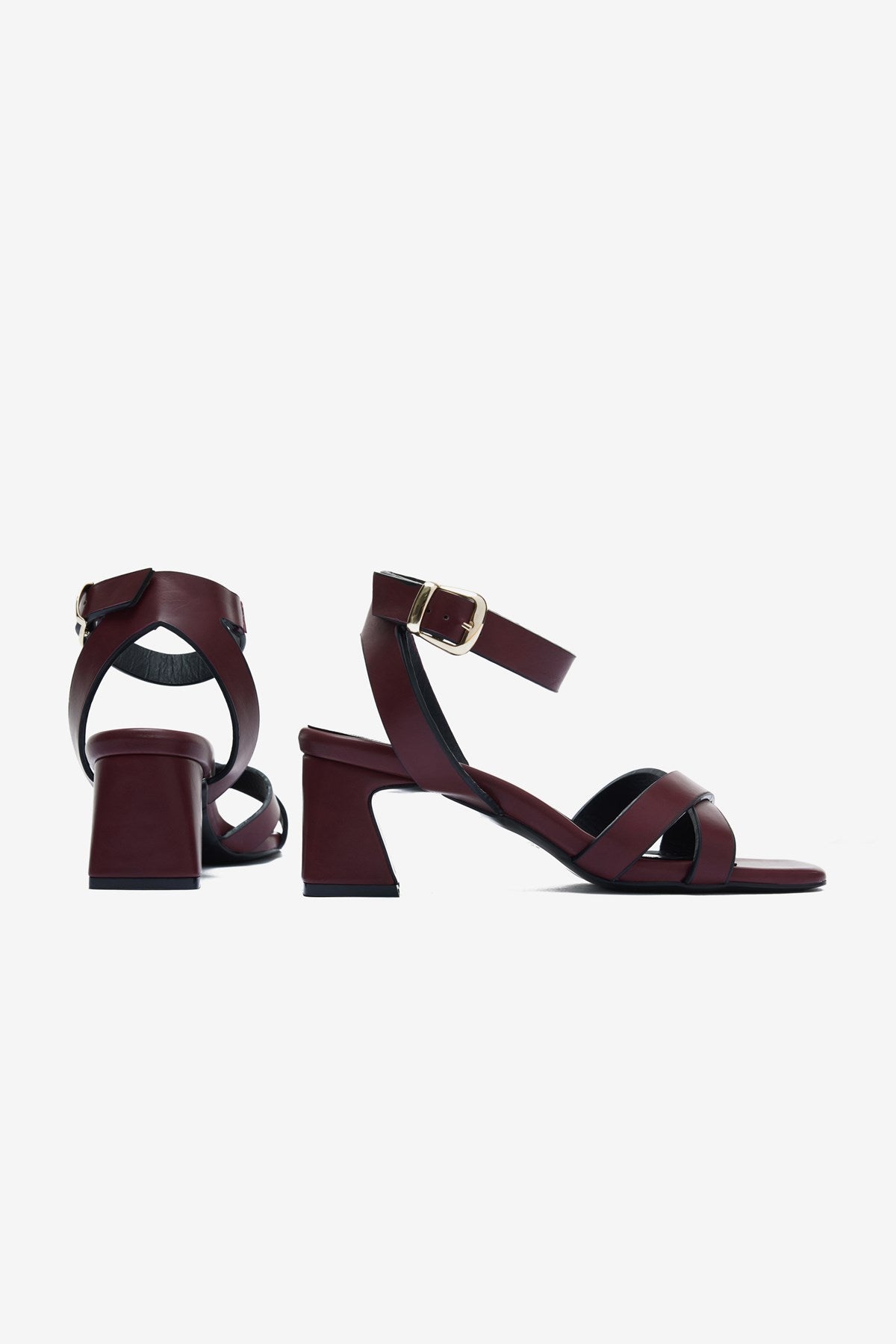 Miraluna Bordo Cilt Bilek Toka Detaylı Kadın Kalın Topuklu Ayakkabı