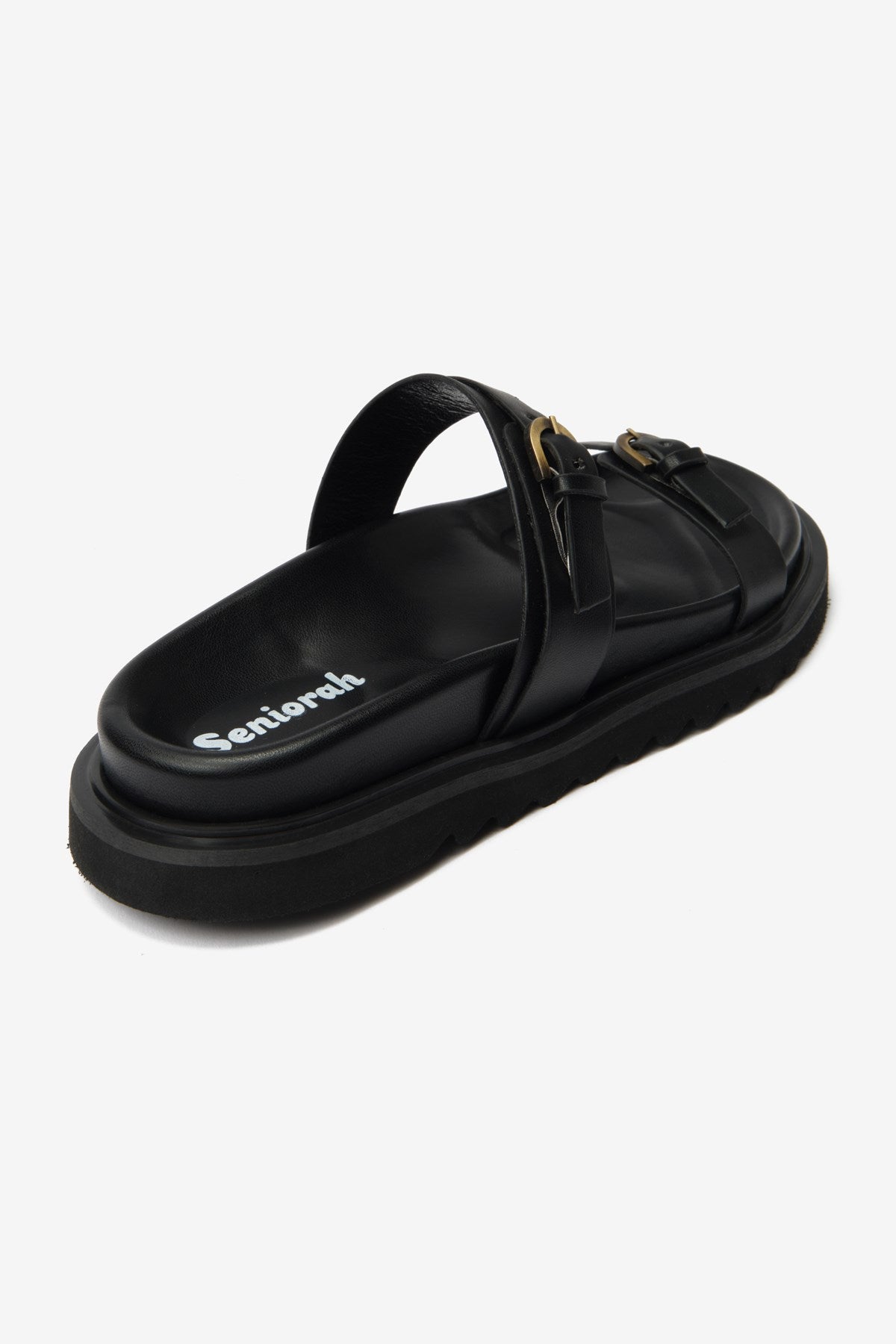 Twin Siyah Cilt İnce Çift Bantlı Kadın Terlik