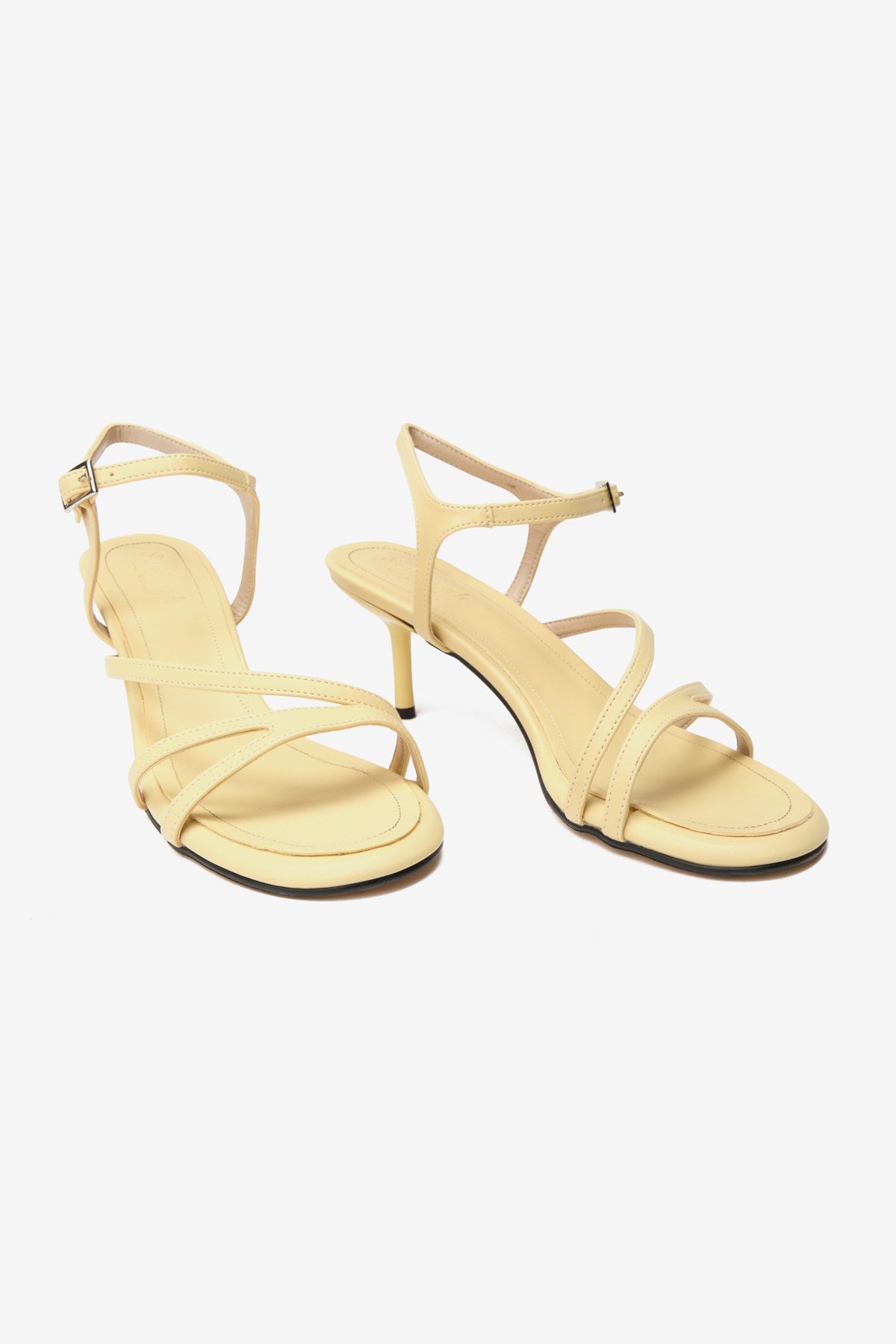 Nerissa  Sarı Cilt İnce Bantlı Kadın Topuklu Ayakkabı