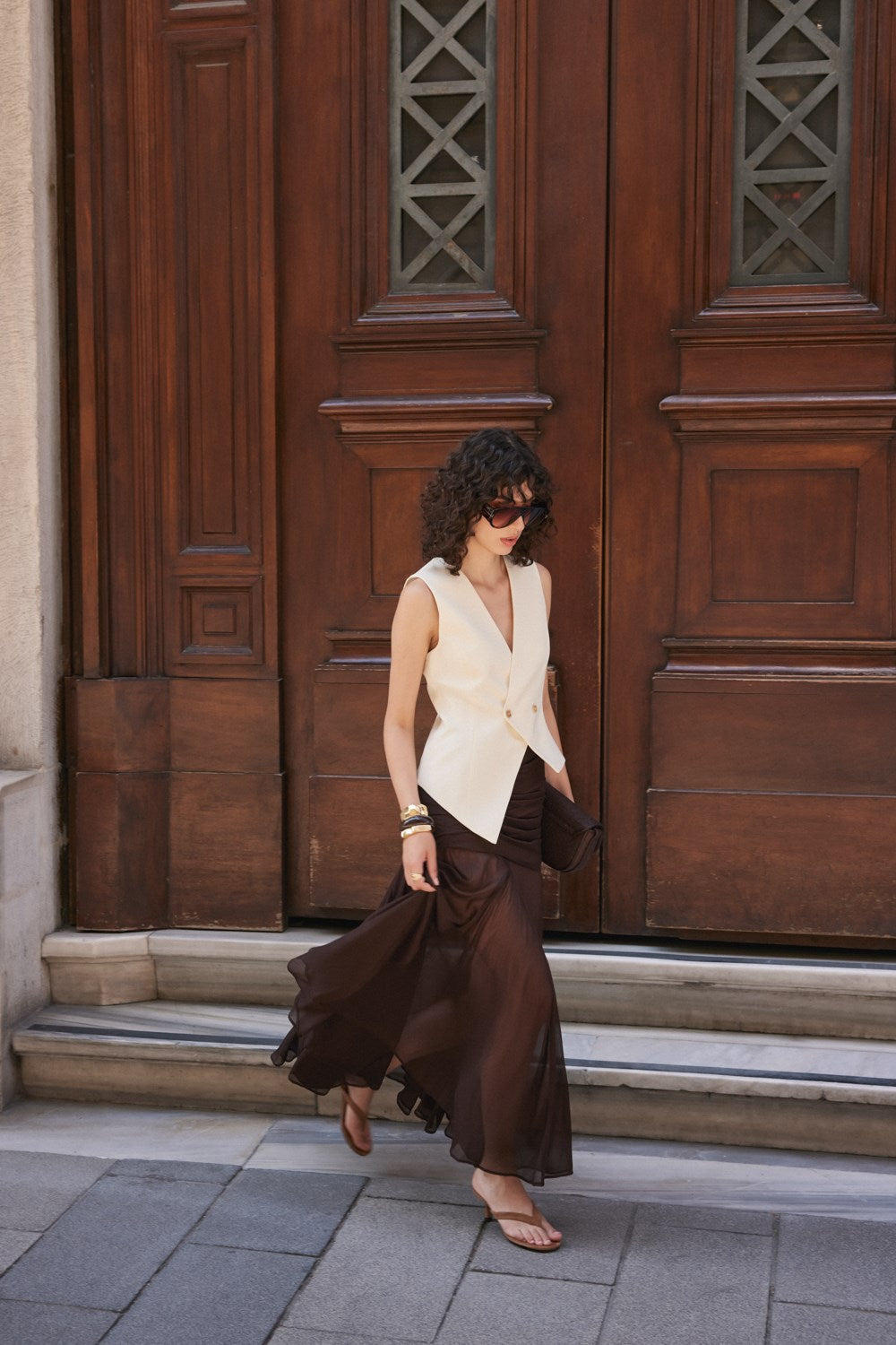 Oria Taba Süet Parmak Arası Topuklu Kadın Terlik