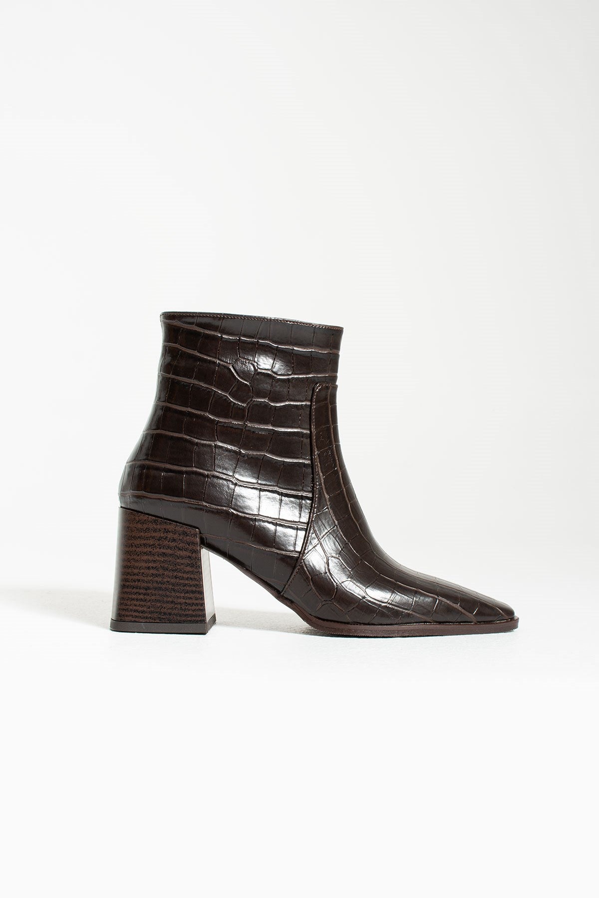 Lotus Kahverengi Kroko Cilt Kadın Topuklu Bot
