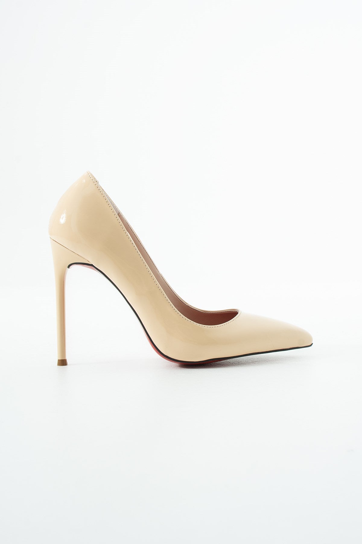 Minimalist Bej Rugan Yüksek İnce Topuklu Kadın Stiletto