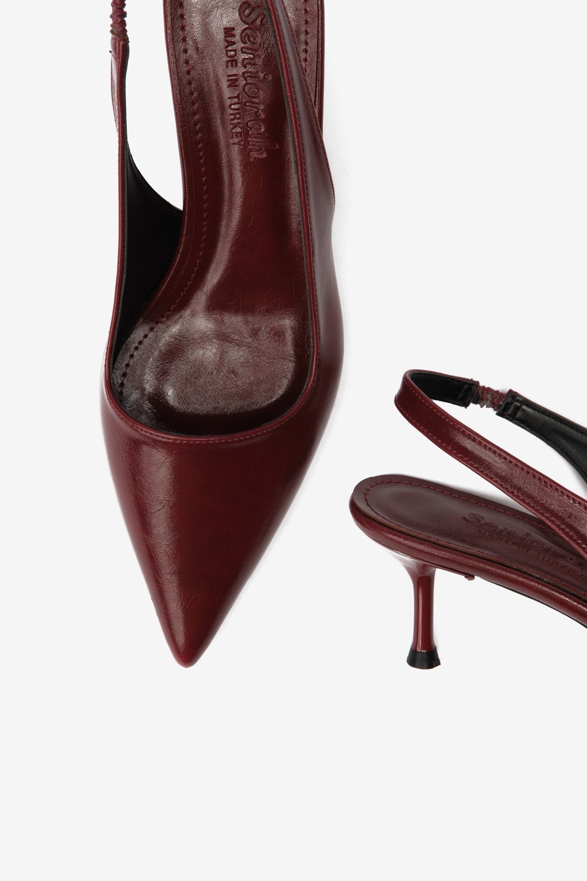 Noda Bordo Cilt Lastik Detaylı Kadın Topuklu Ayakkabı