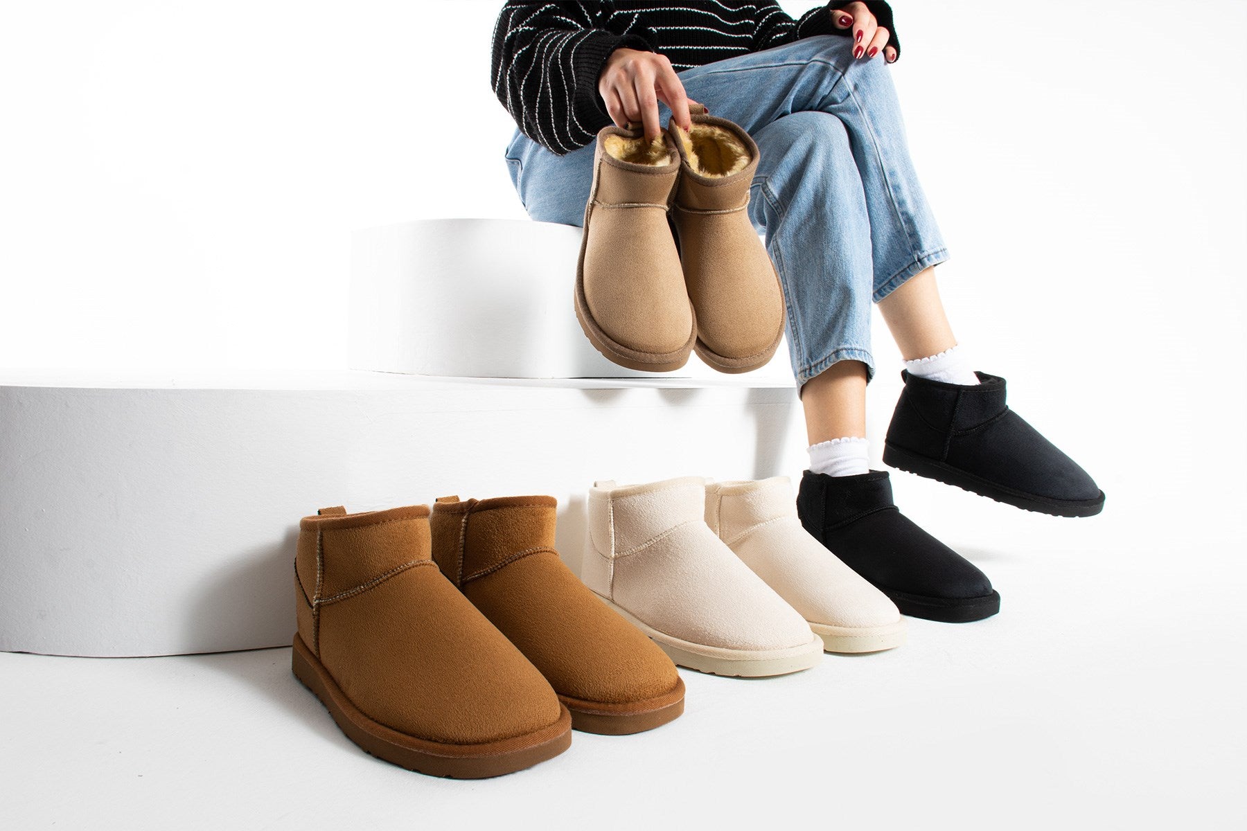 Liana Taba Süet İnce Tabanlı İçi Kürklü Kadın Bot