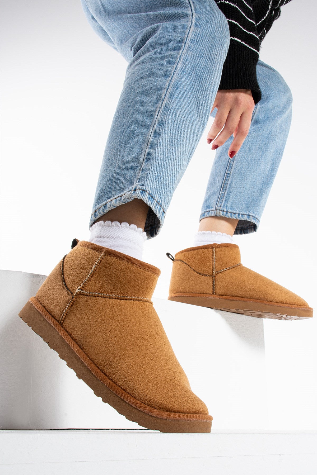 Liana Taba Süet İnce Tabanlı İçi Kürklü Kadın Bot