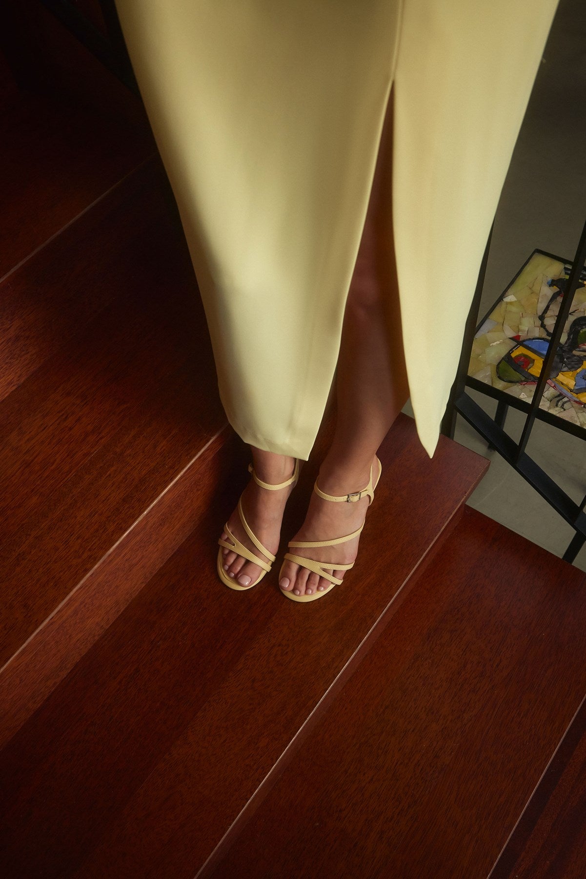 Nerissa  Sarı Cilt İnce Bantlı Kadın Topuklu Ayakkabı